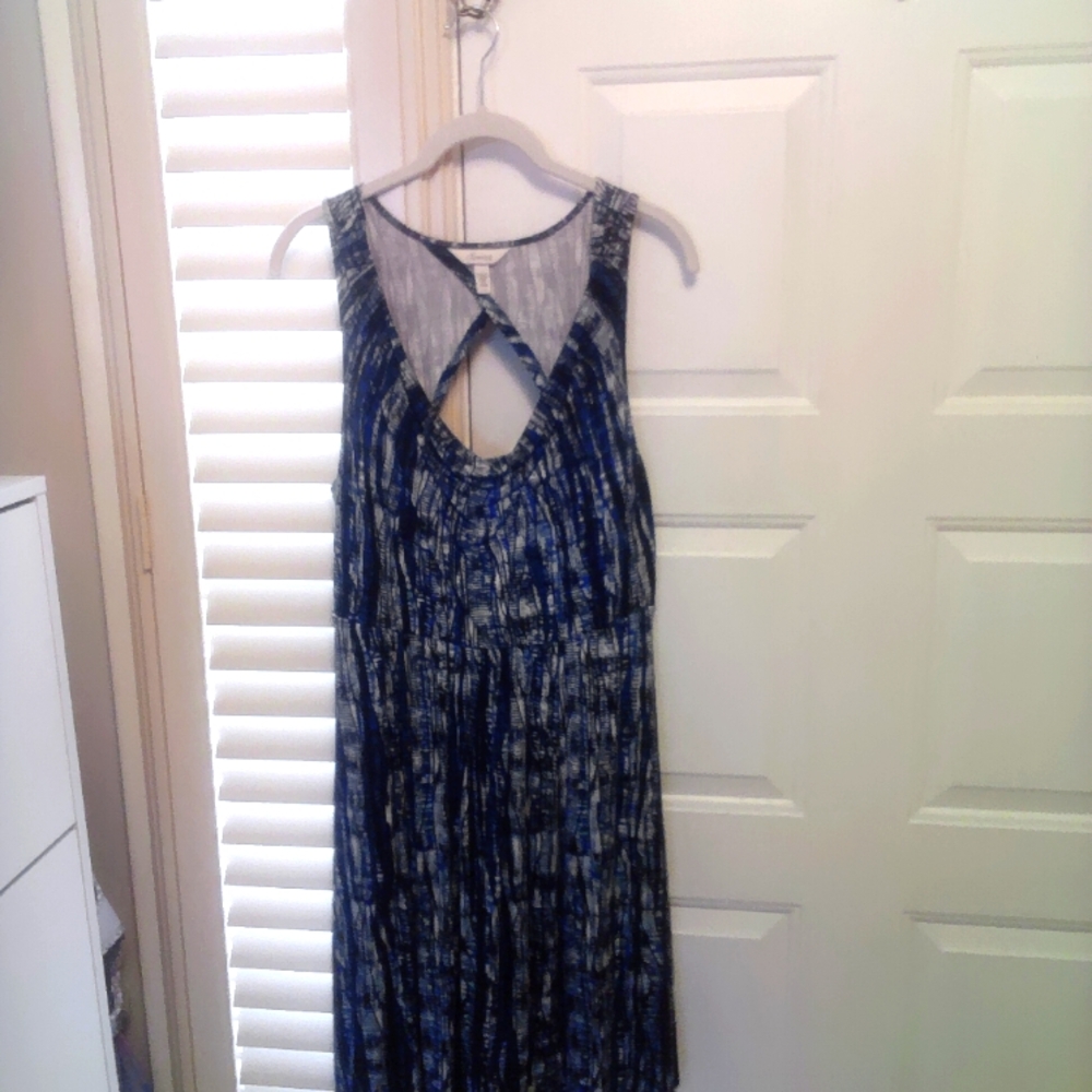 Soma Blue and White and Green Patterned Dress